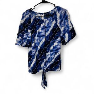 Womens XS NWT Ruffle Sleeve Tie Front Rayon Blouse Celestial Indie Witchy Fairy